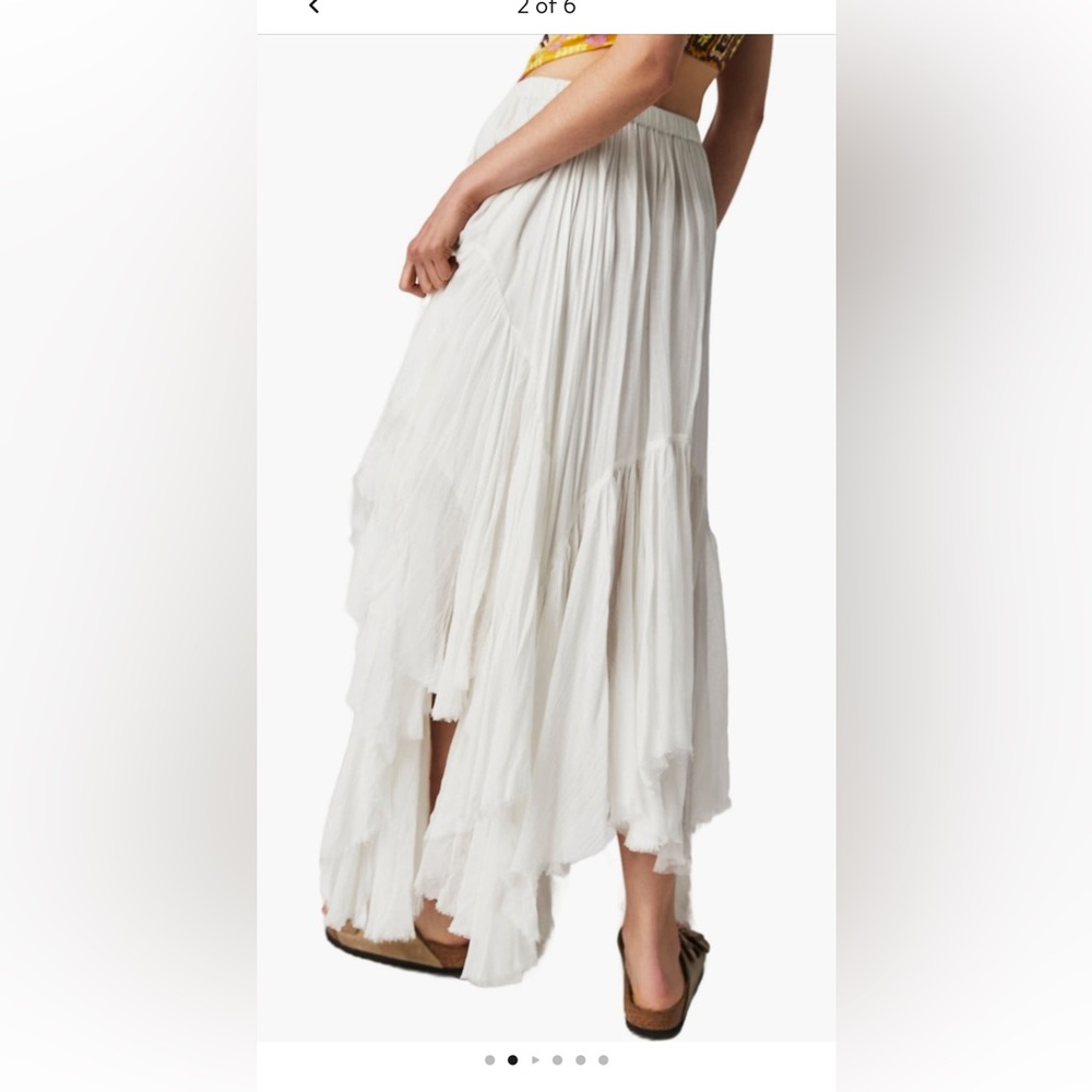 Free People Clover Raw Hem Handkerchief Hem White High Low Skirt XS - Picture 4 of 10